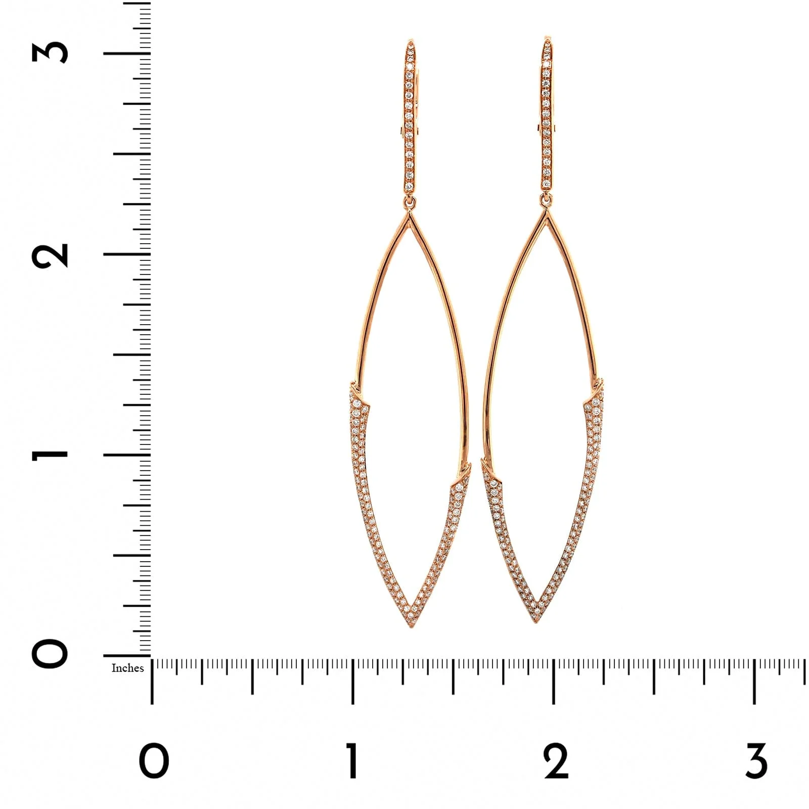 Etho Maria 18K Rose Gold Pave Diamond Drop Hoop Earrings - Image 3