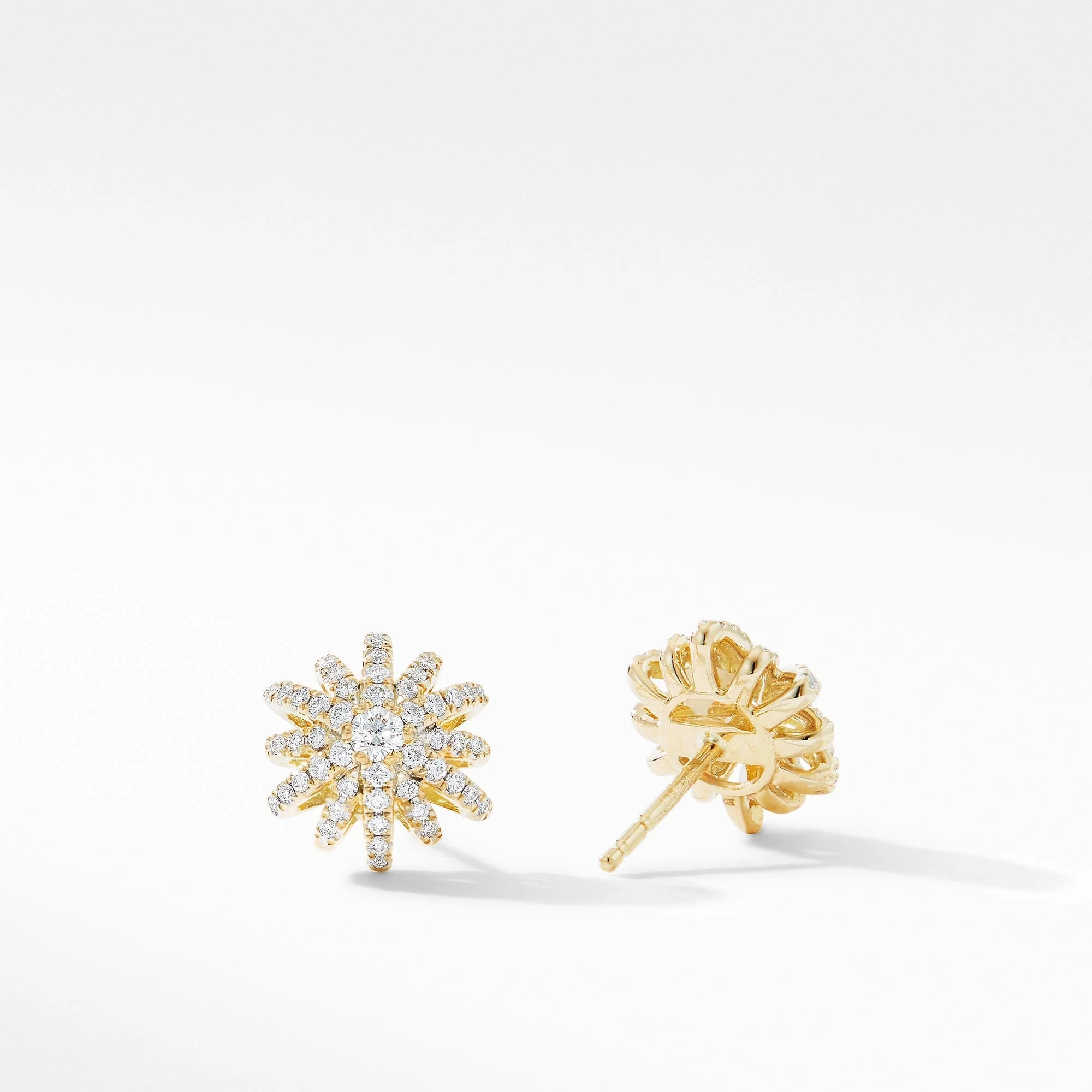 Starburst Stud Earrings in 18K Yellow Gold with Full Pavé Diamonds - Image 3