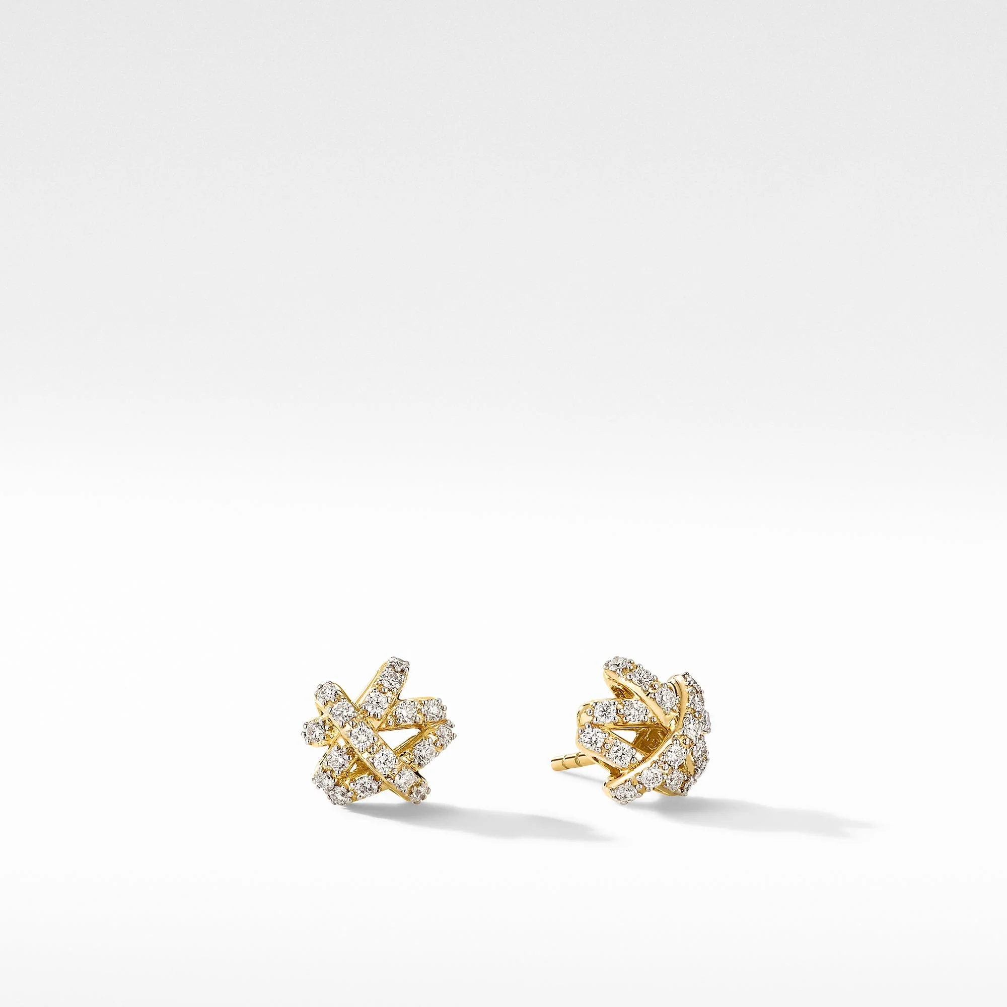 Crossover Stud Earrings in 18K Yellow Gold with Full Pavé Diamonds