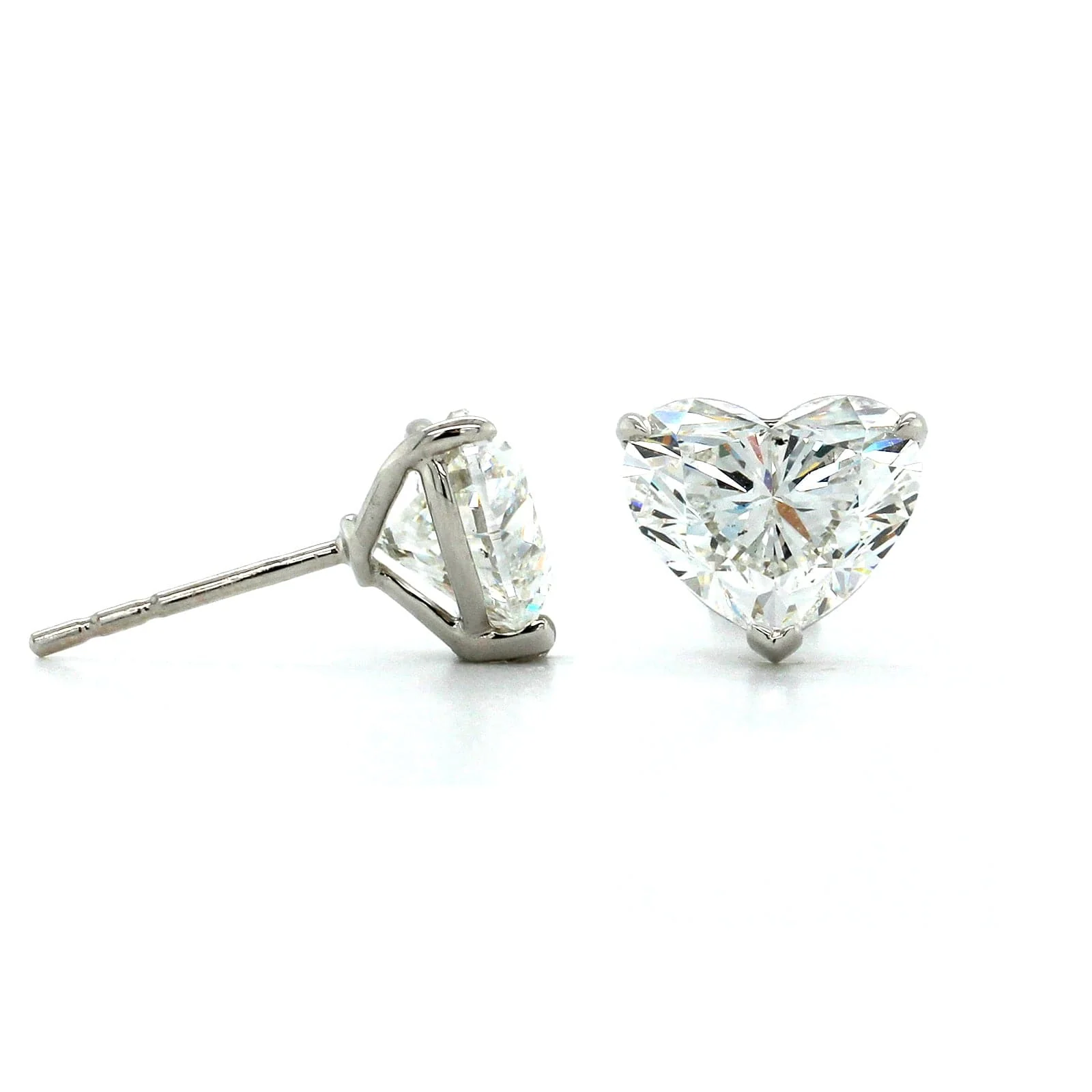 18K White Gold Heart Shape 5CTW Diamond Stud Earrings