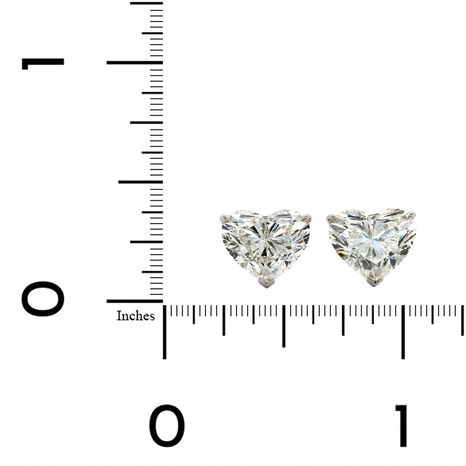 18K White Gold Heart Shape 5CTW Diamond Stud Earrings - Image 3