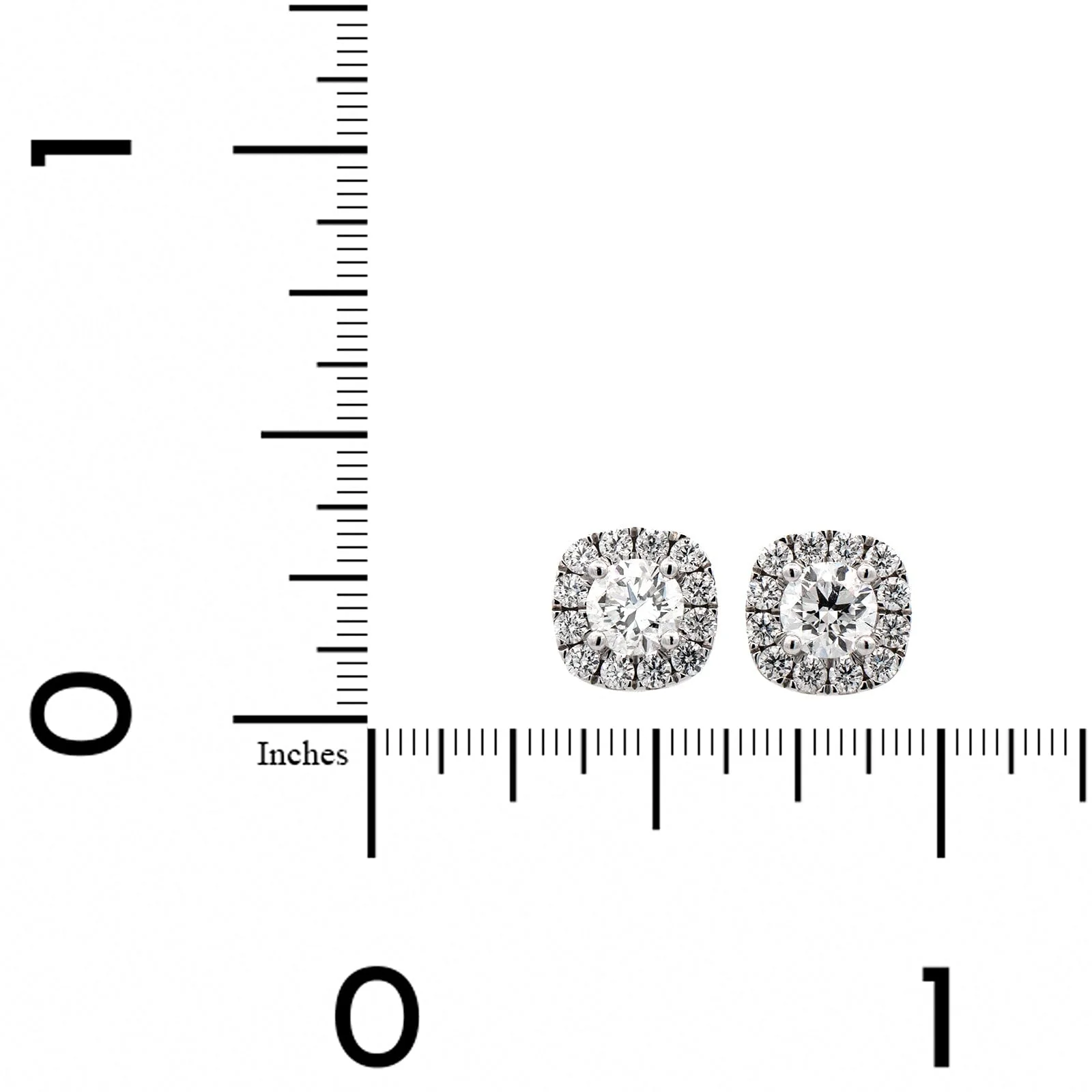 18K White Gold Diamond Halo Stud Earrings - Image 2