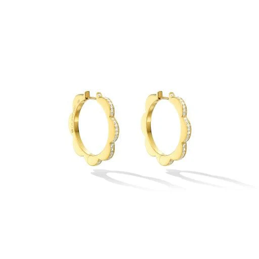 CADAR 18K Yellow Gold White and Black Diamond Reversible Huggie Earrings - Image 3