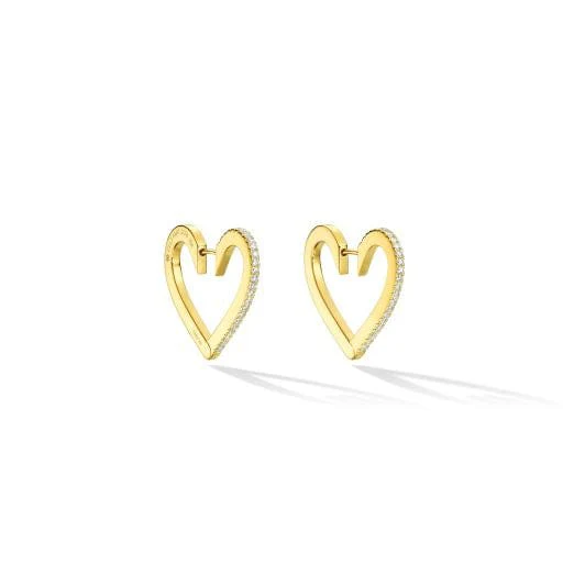 CADAR 18K Yellow Gold Diamond Endless Heart Huggie Earrings