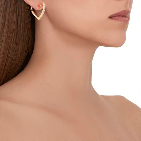 CADAR 18K Yellow Gold Diamond Endless Heart Huggie Earrings - Image 2