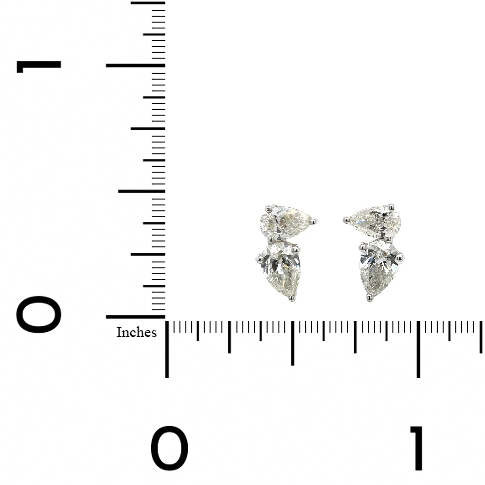 18K White Gold 2 Stone Diamond Stud Earrings - Image 2
