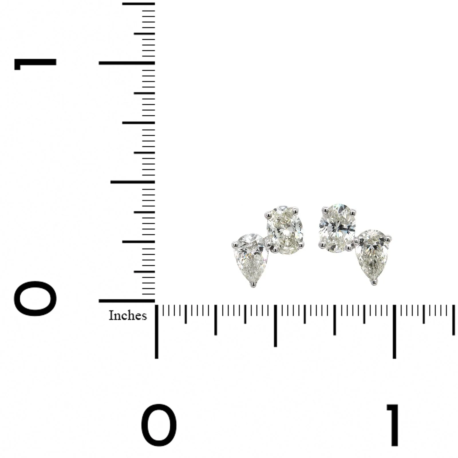 18K White Gold 2 Stone Diamond Stud Earrings - Image 2