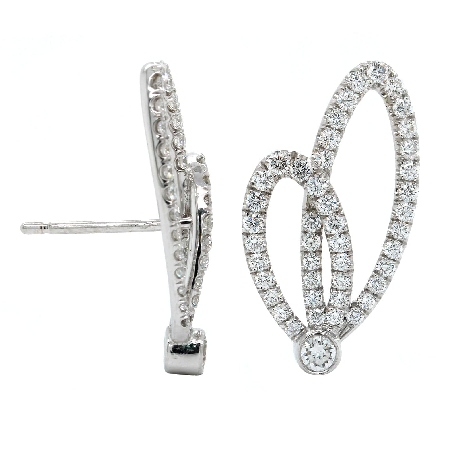 18K White Gold Diamond Climber Stud Earrings