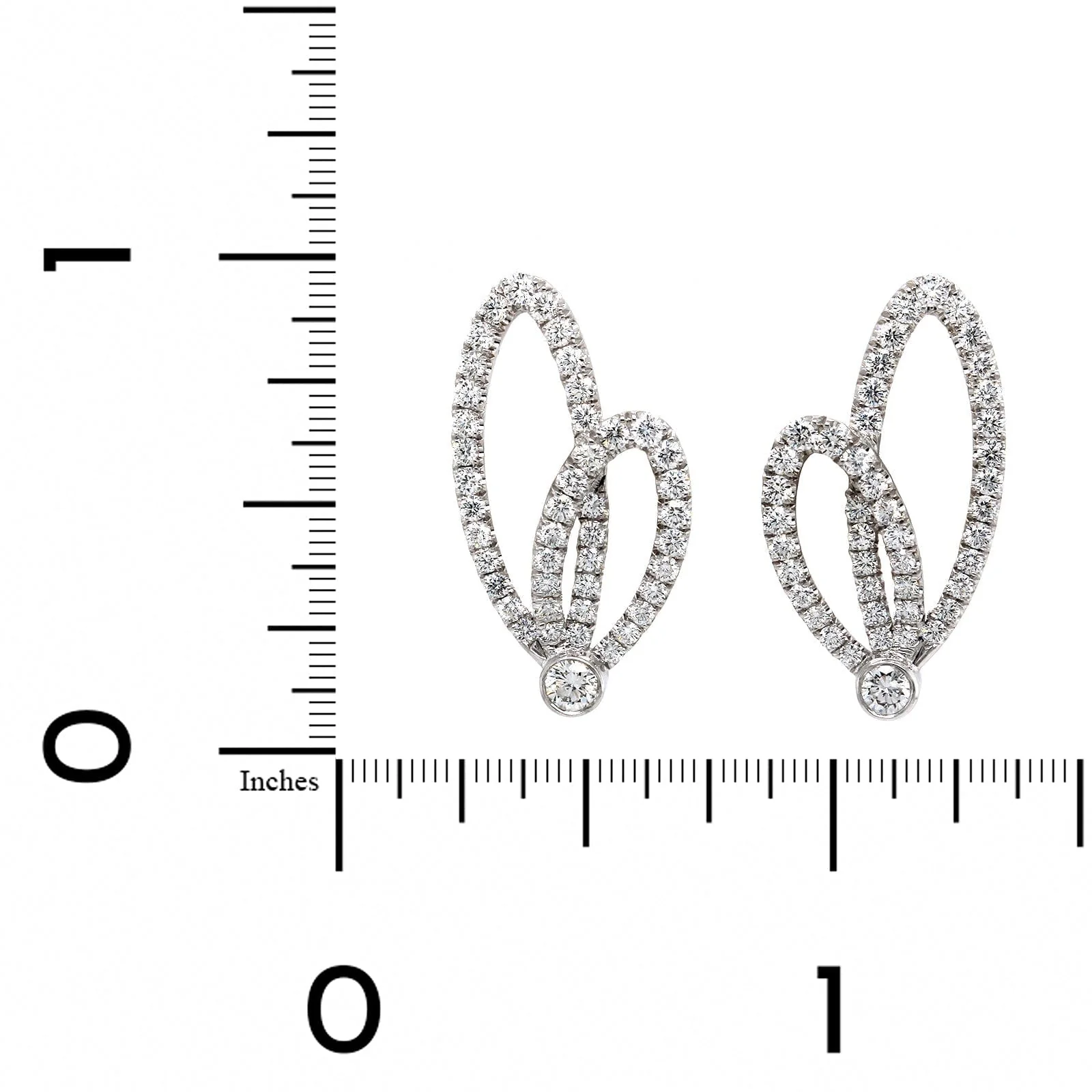 18K White Gold Diamond Climber Stud Earrings - Image 2