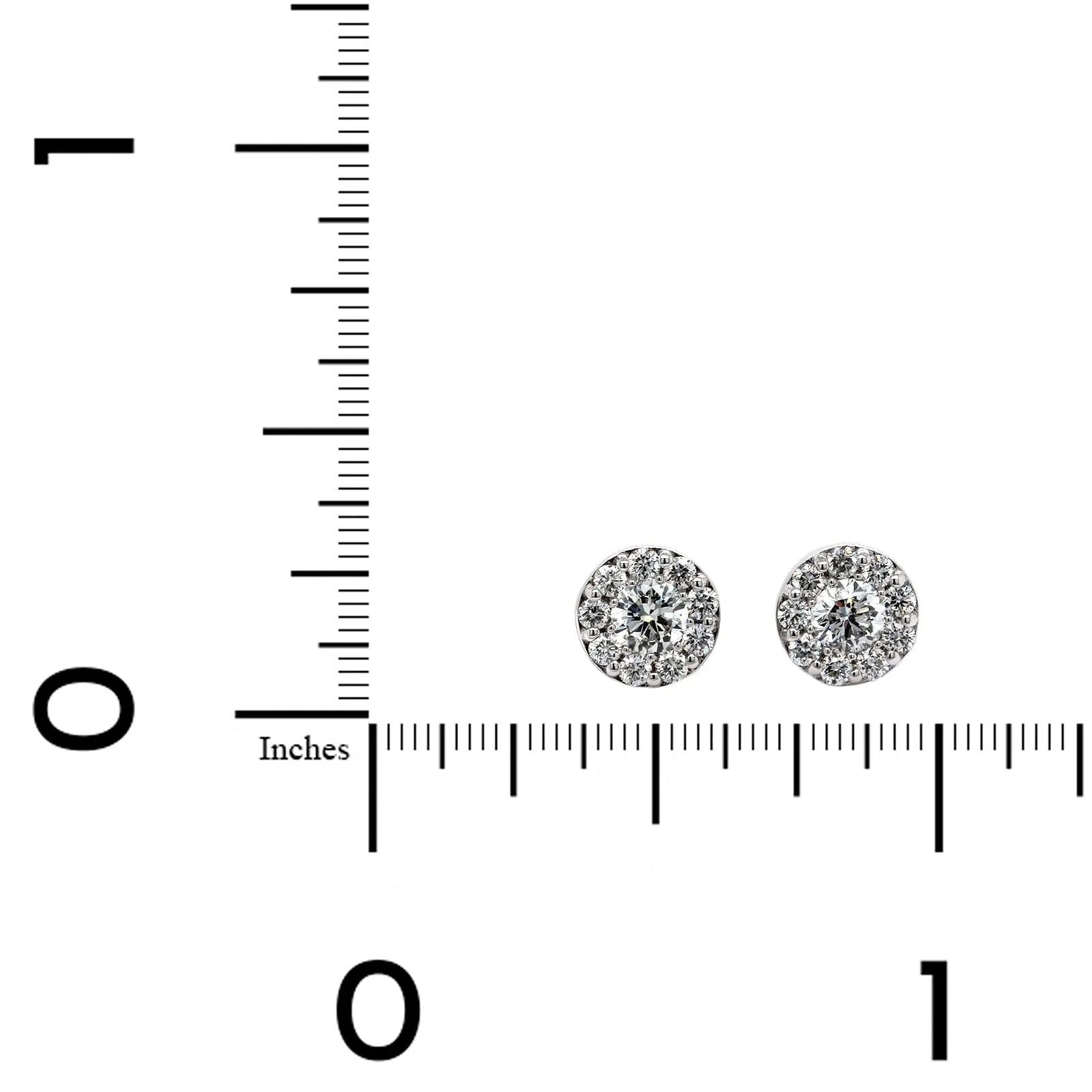 14K White Gold Diamond Halo Stud Earrings - Image 2