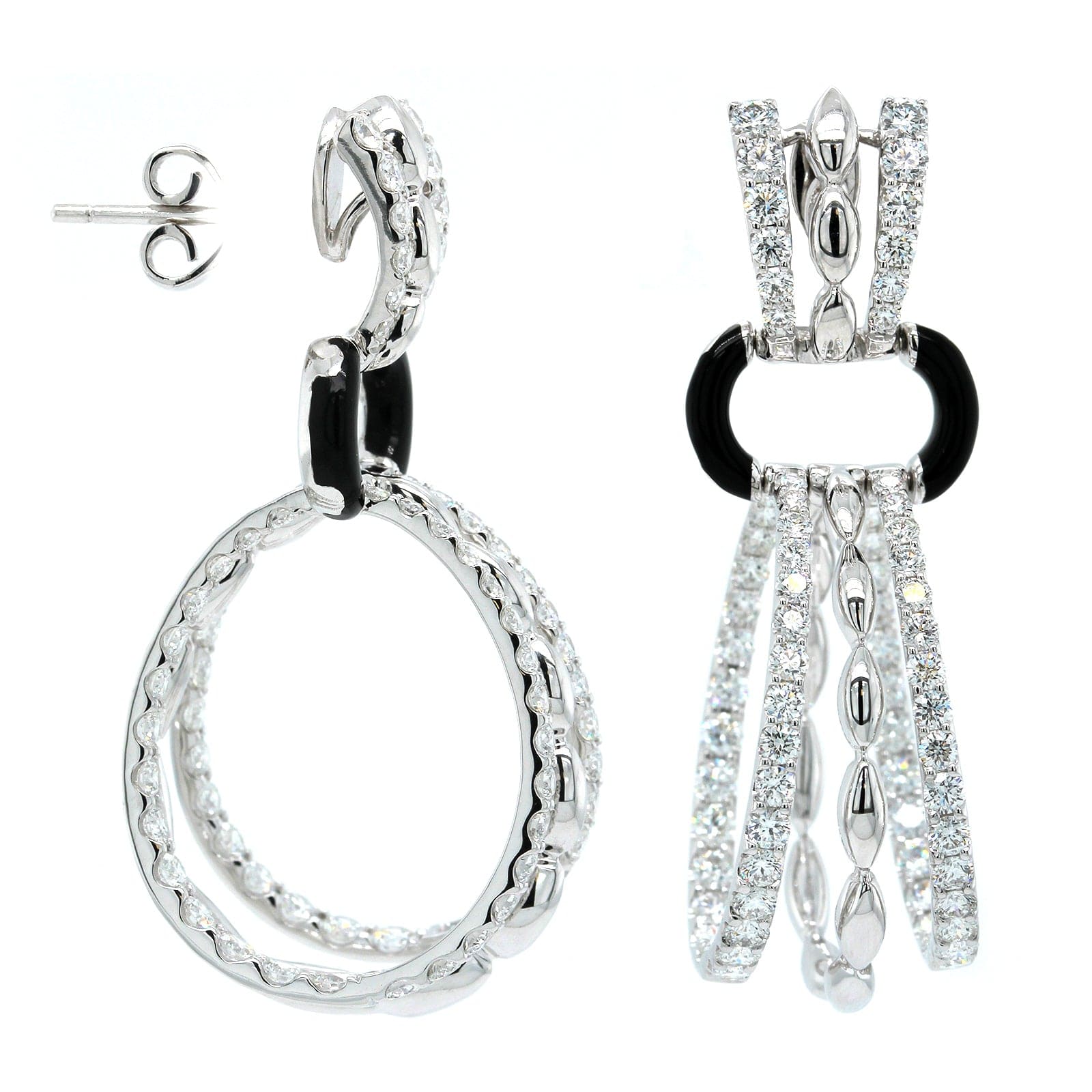 Etho Maria 18K White Gold Black Ceramic Diamond Drop Earrings