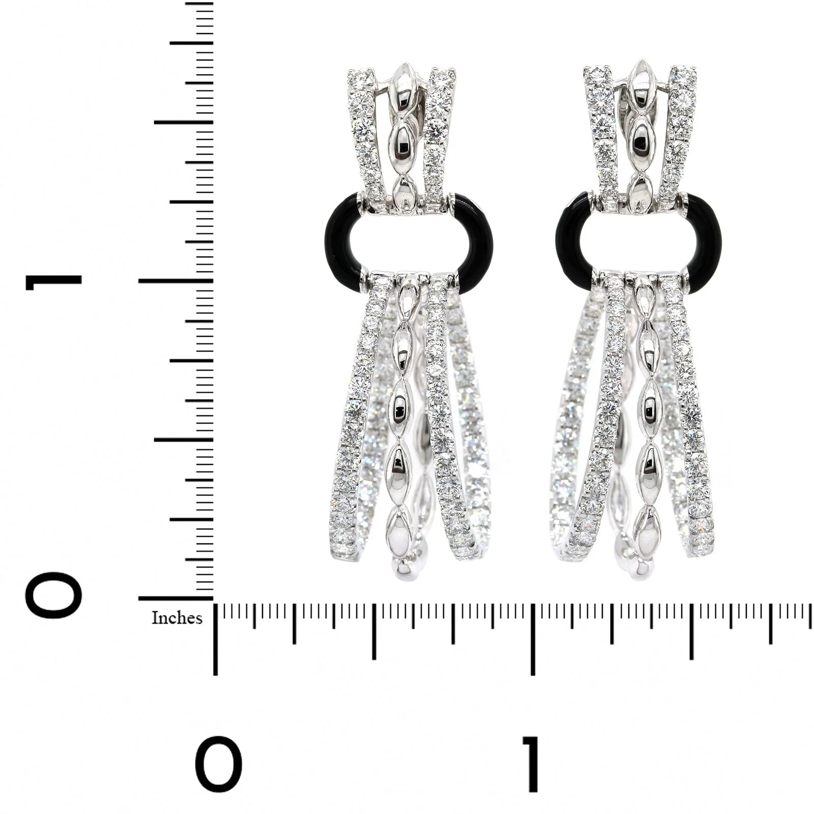Etho Maria 18K White Gold Black Ceramic Diamond Drop Earrings - Image 2