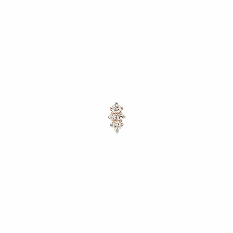 14K Rose Gold Pave Diamond Single Stud Earring