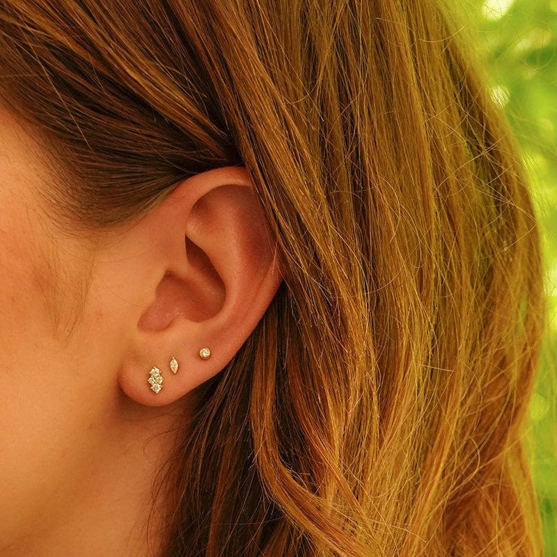 14K Rose Gold Pave Diamond Single Stud Earring - Image 2