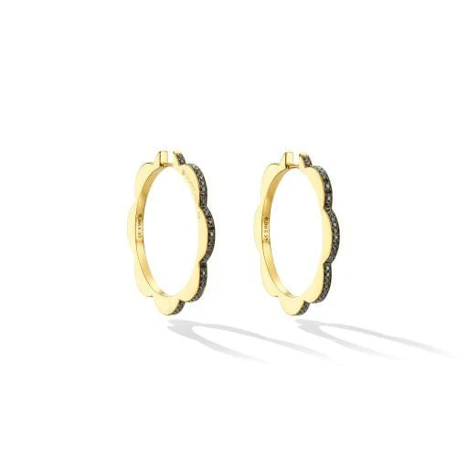 CADAR 18K Yellow Gold White and Black Diamond Reversible Huggie Earrings - Image 4