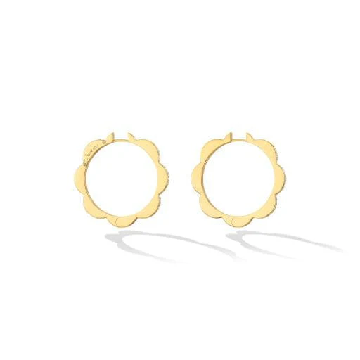 CADAR 18K Yellow Gold White and Black Diamond Reversible Huggie Earrings - Image 5