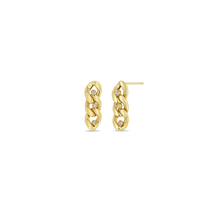 Zoe Chicco 14K Yellow Gold Curb Link Diamond Drop Earrings