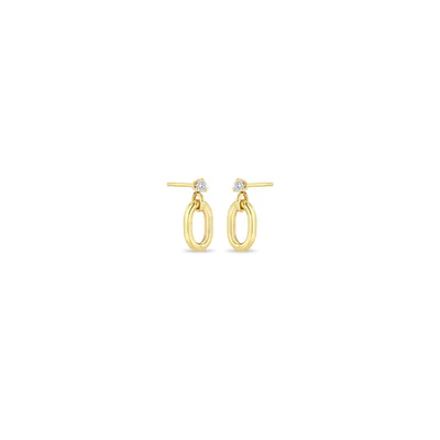 Zoe Chicco 14K Yellow Gold Oval Link Diamond Drop Earrings