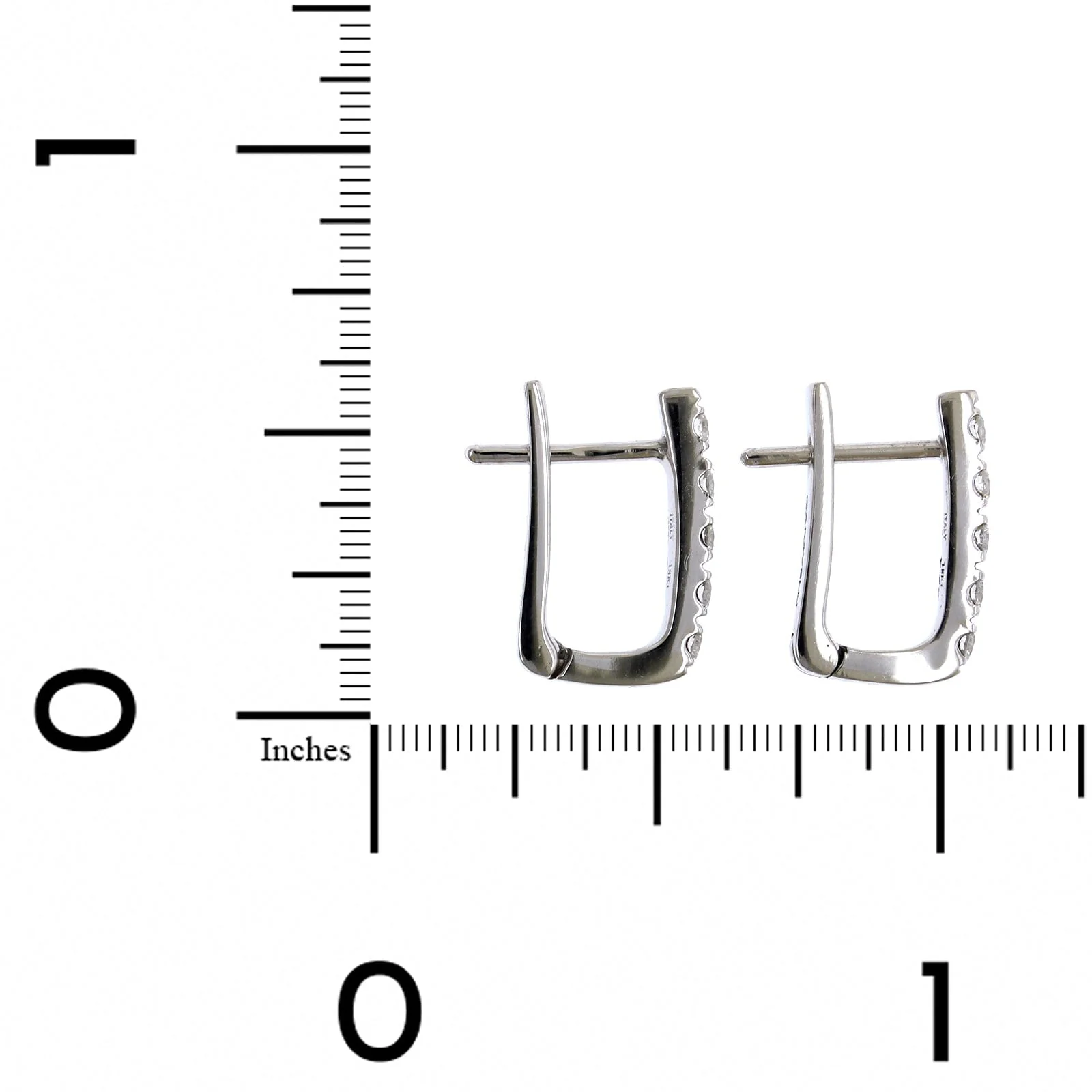 18K White Gold Pave Diamond Hoop Earrings - Image 2
