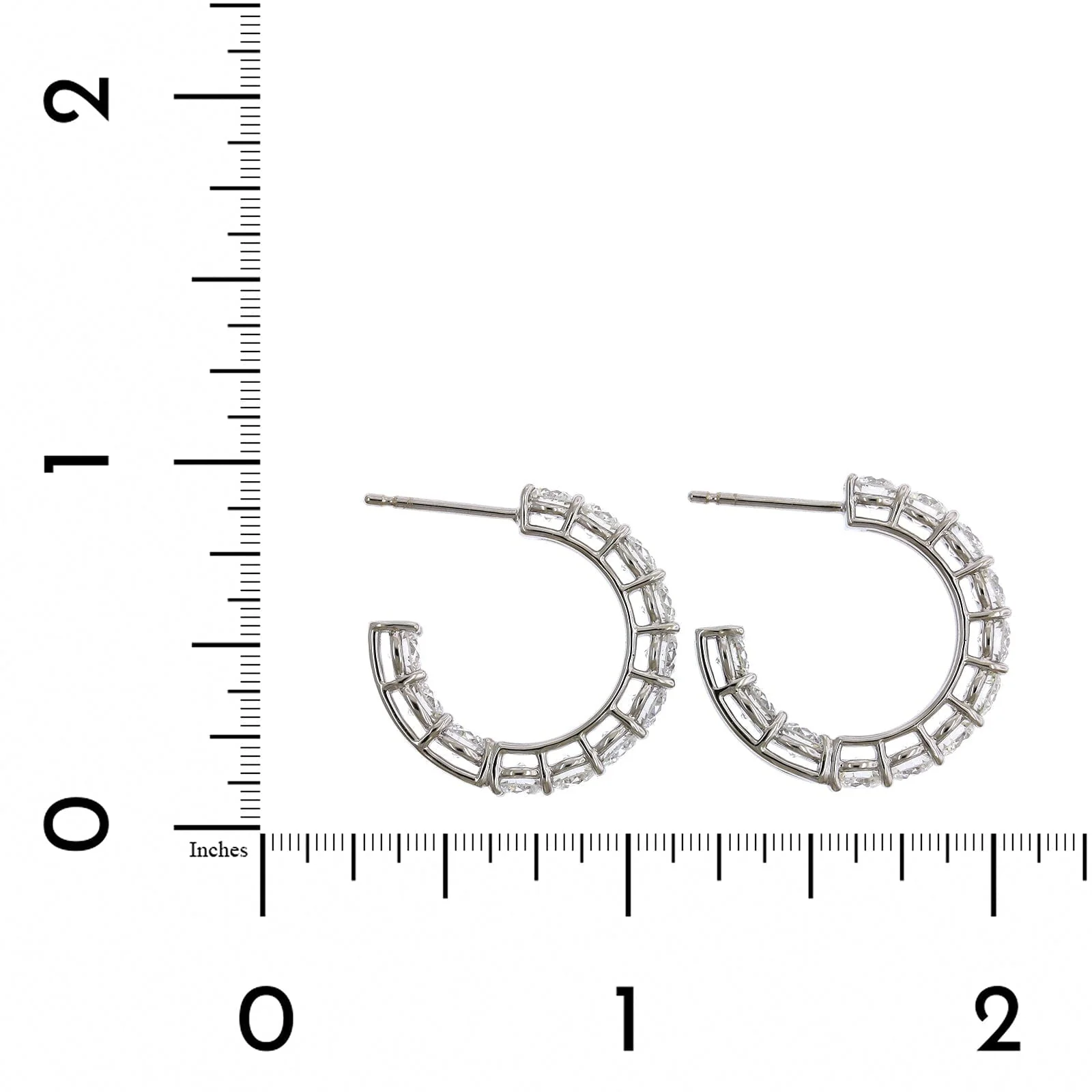 18K White Gold Open Diamond Hoop Earrings - Image 2
