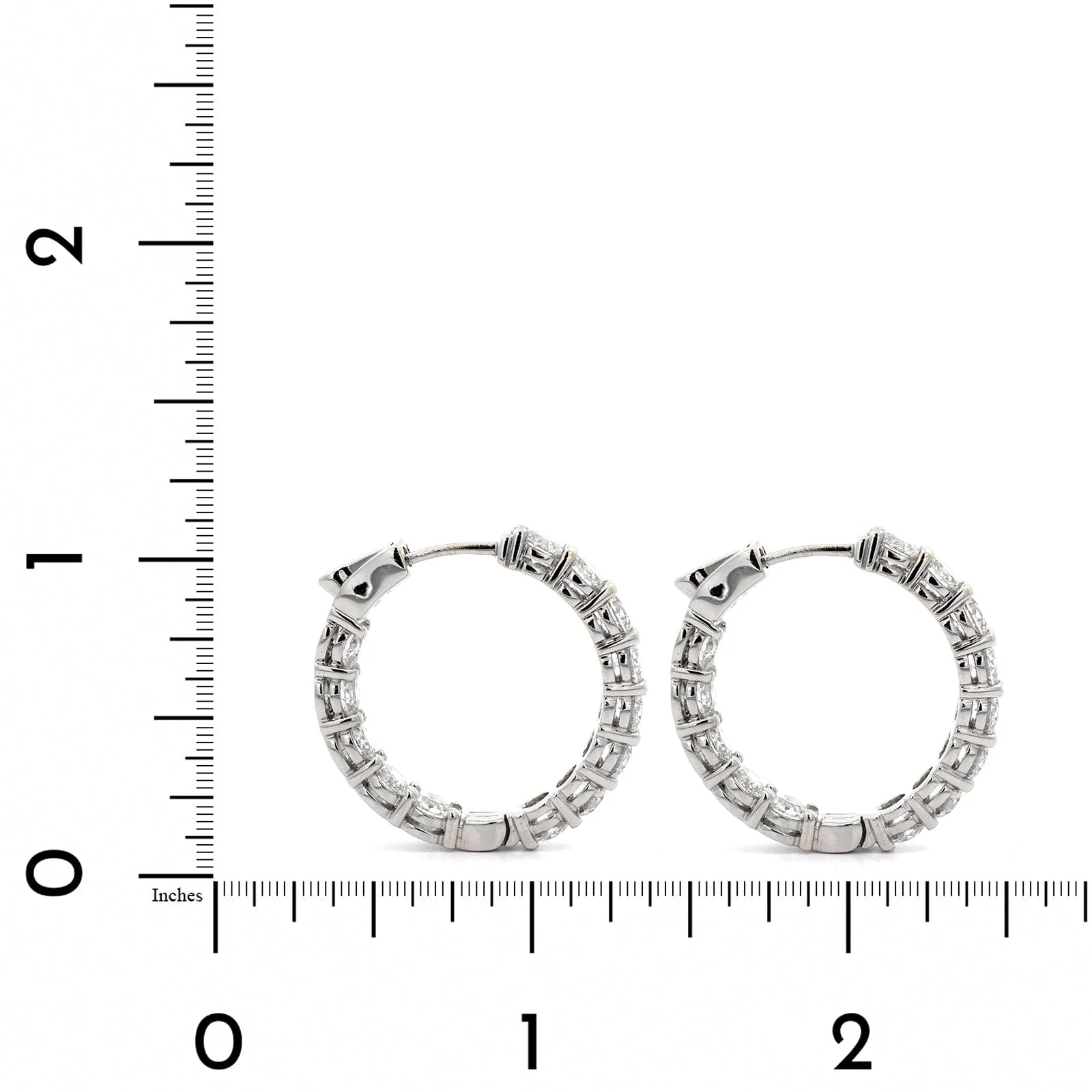 18K White Gold Diamond Hoop Earrings - Image 2
