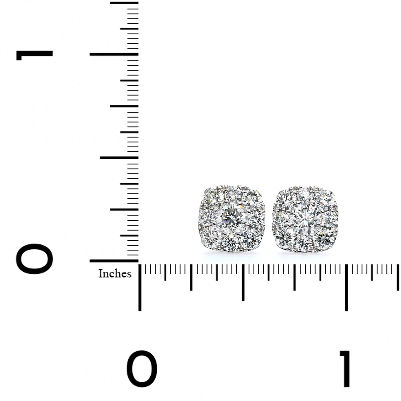 14K White Gold Cushion Shape Diamond Halo Stud Earrings - Image 2