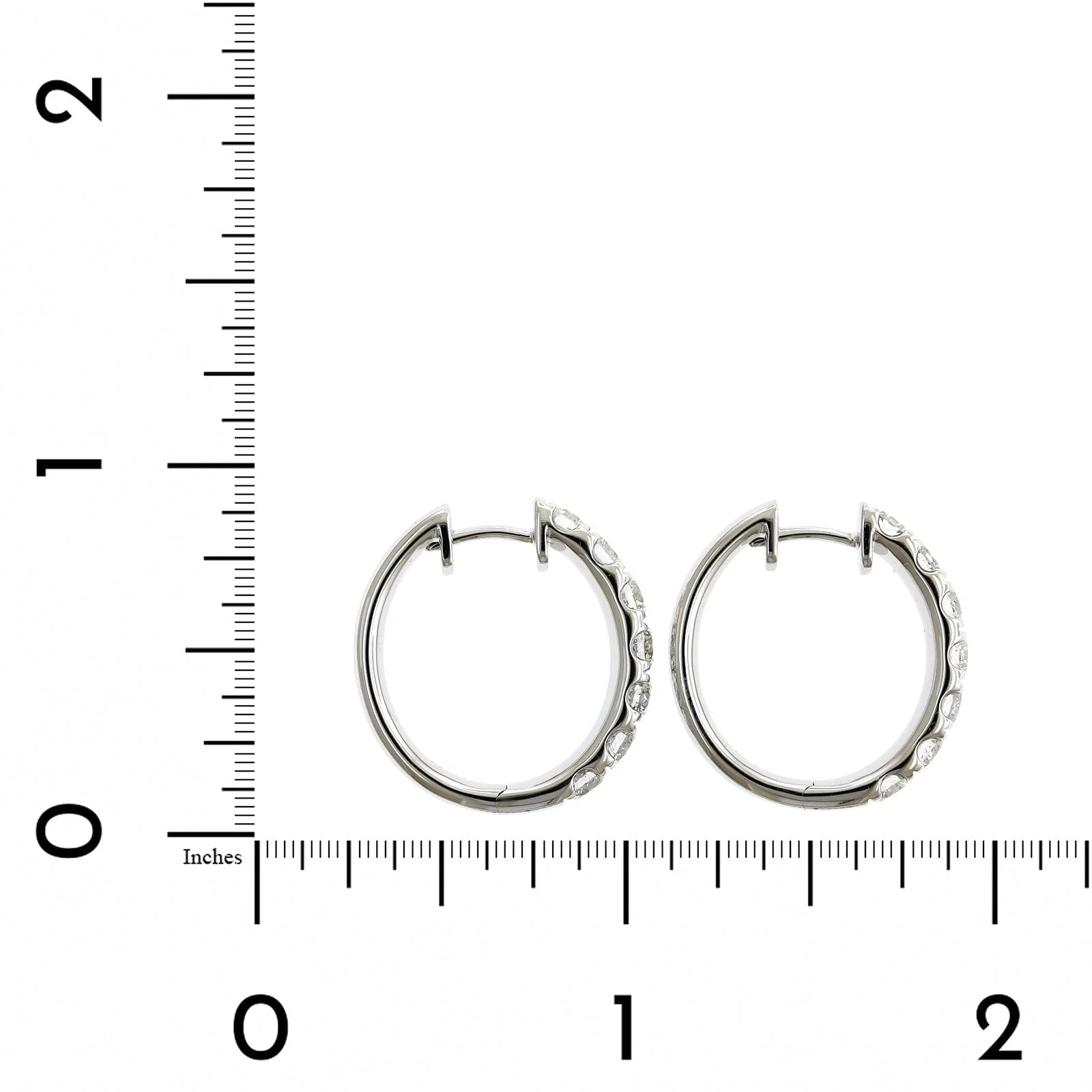 14K White Gold Diamond Huggie Earrings - Image 2