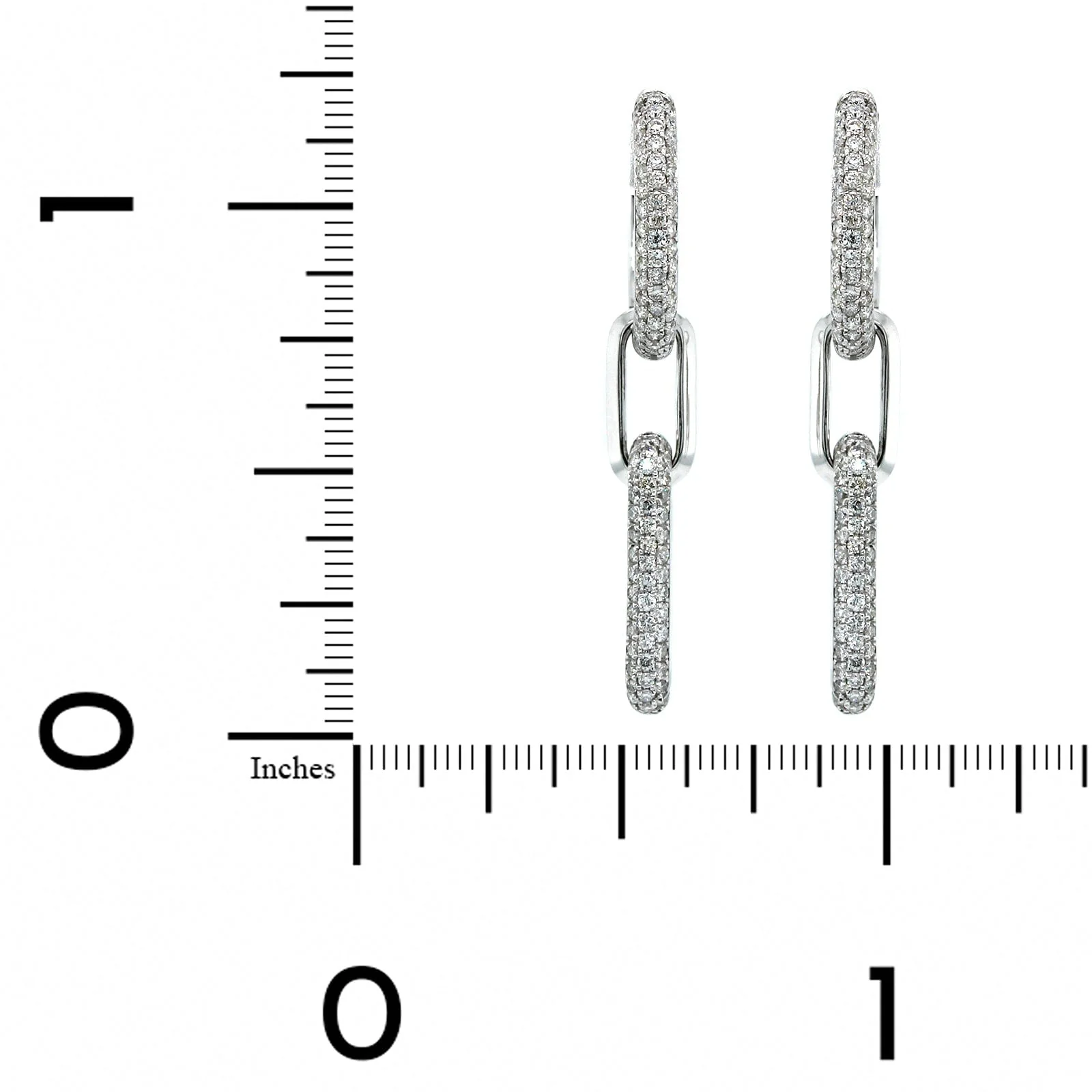 14K White Gold Diamond Paperclip Drop Earrings - Image 3