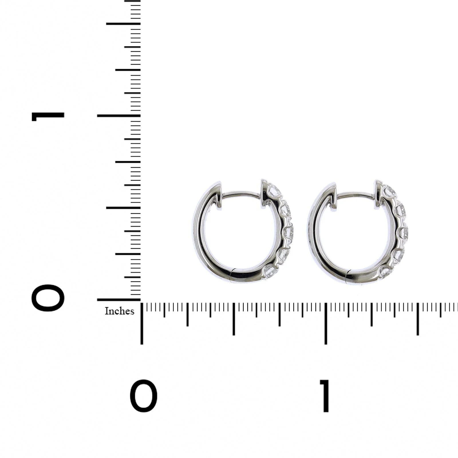 14K White Gold 5 Stone Diamond Huggie Earrings - Image 2
