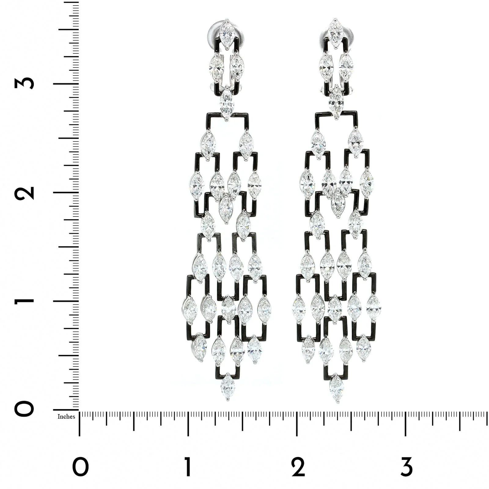 Etho Maria 18K White Gold Marquise Diamond Chandelier Style Drop Earrings - Image 2