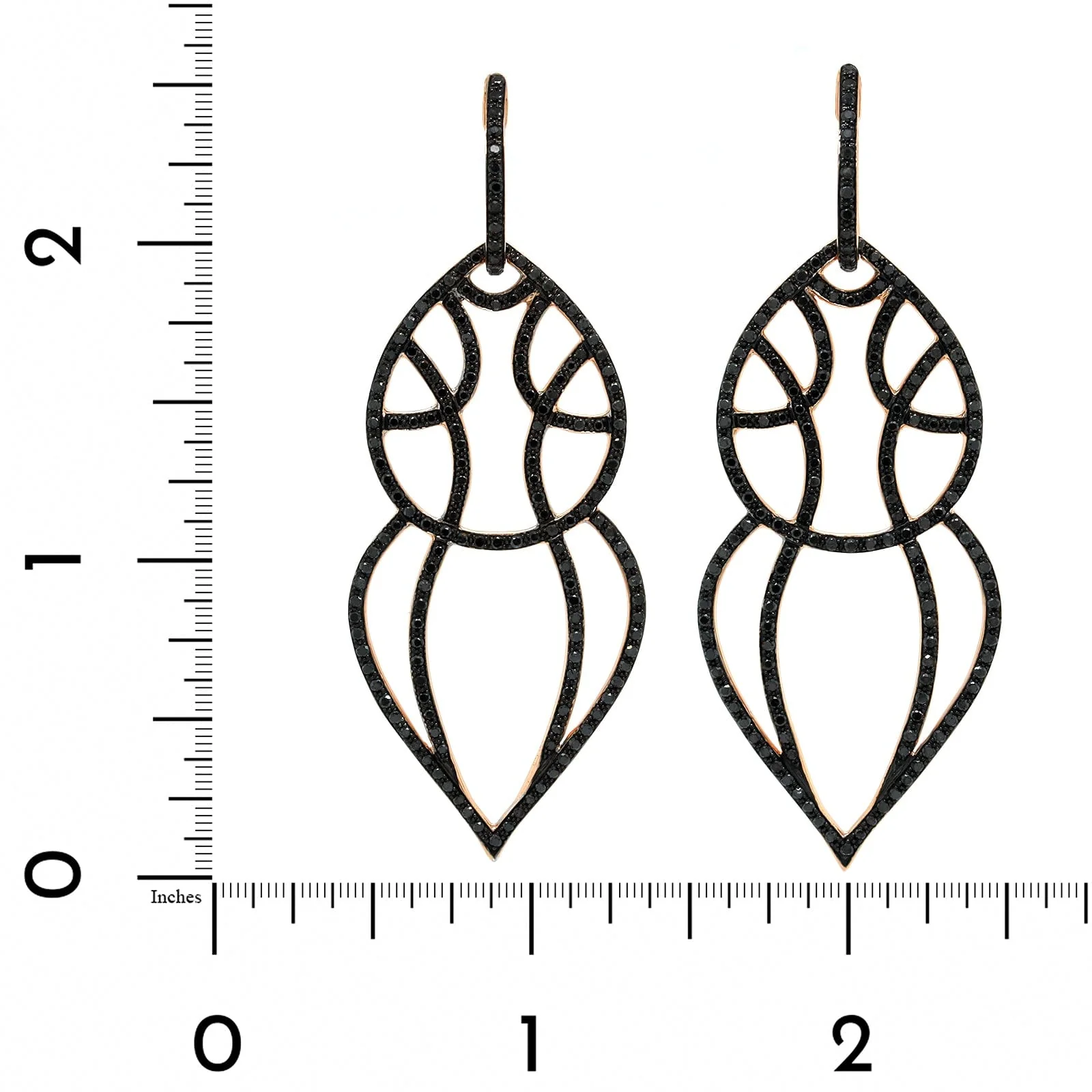Etho Maria 18K Rose Gold Pave Black Diamond Drop Earrings - Image 2