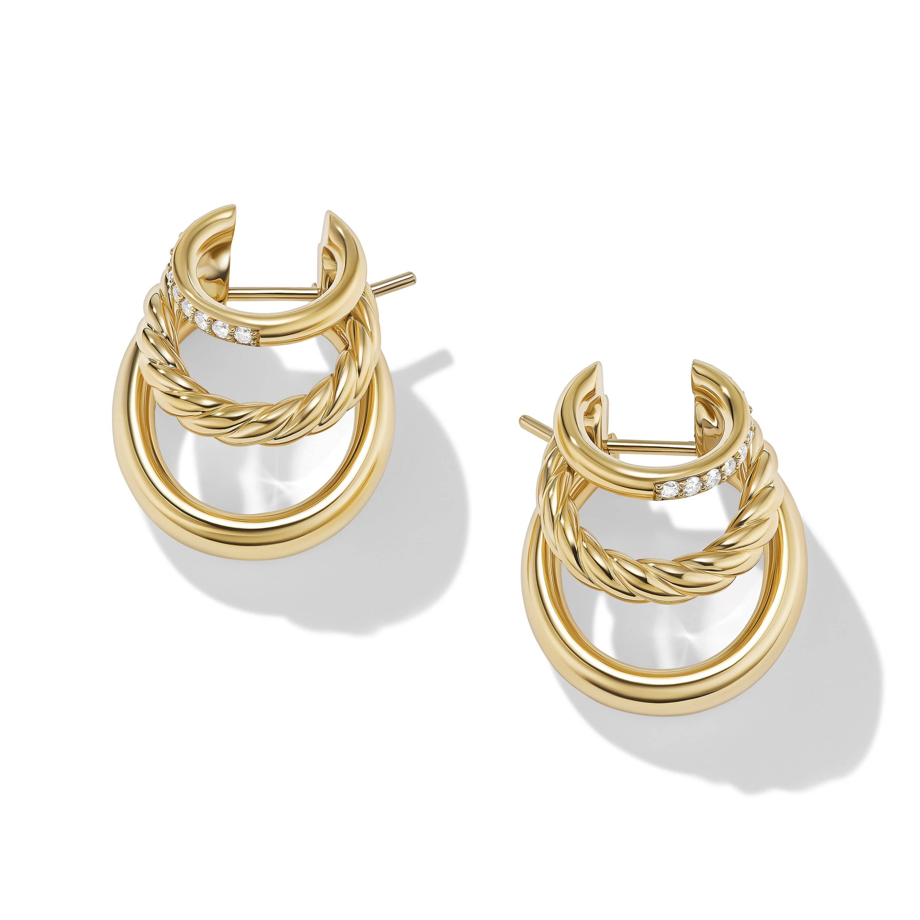 DY Mercer Multi Hoop Earrings in 18K Yellow Gold with Pavé Diamonds - Image 2