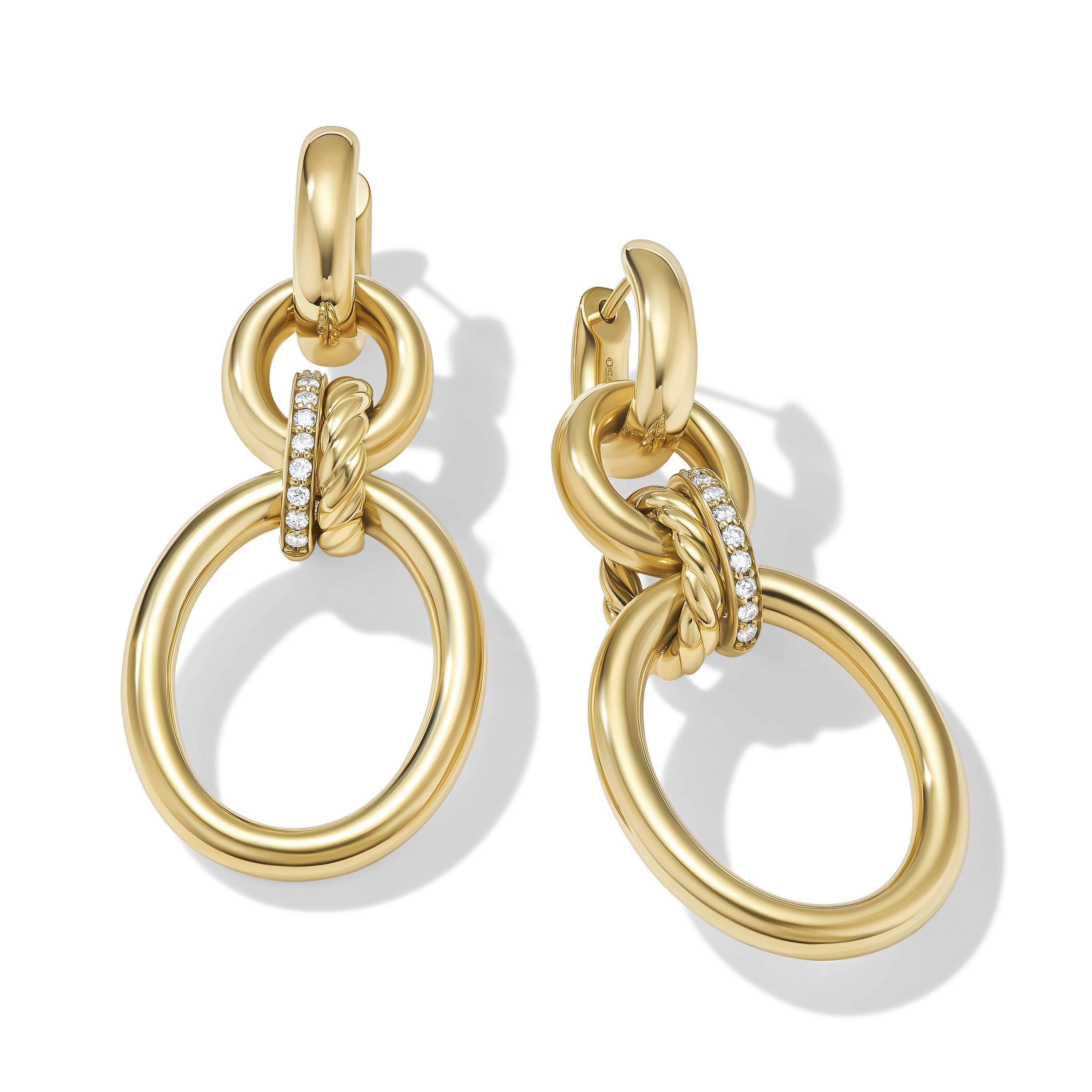 DY Mercer Circular Drop Earrings in 18K Yellow Gold with Pavé Diamonds - Image 2