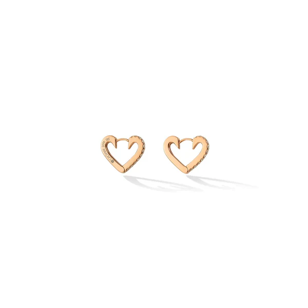 CADAR 18K Rose Gold Pave Diamond Heart Huggie Earrings - Image 3