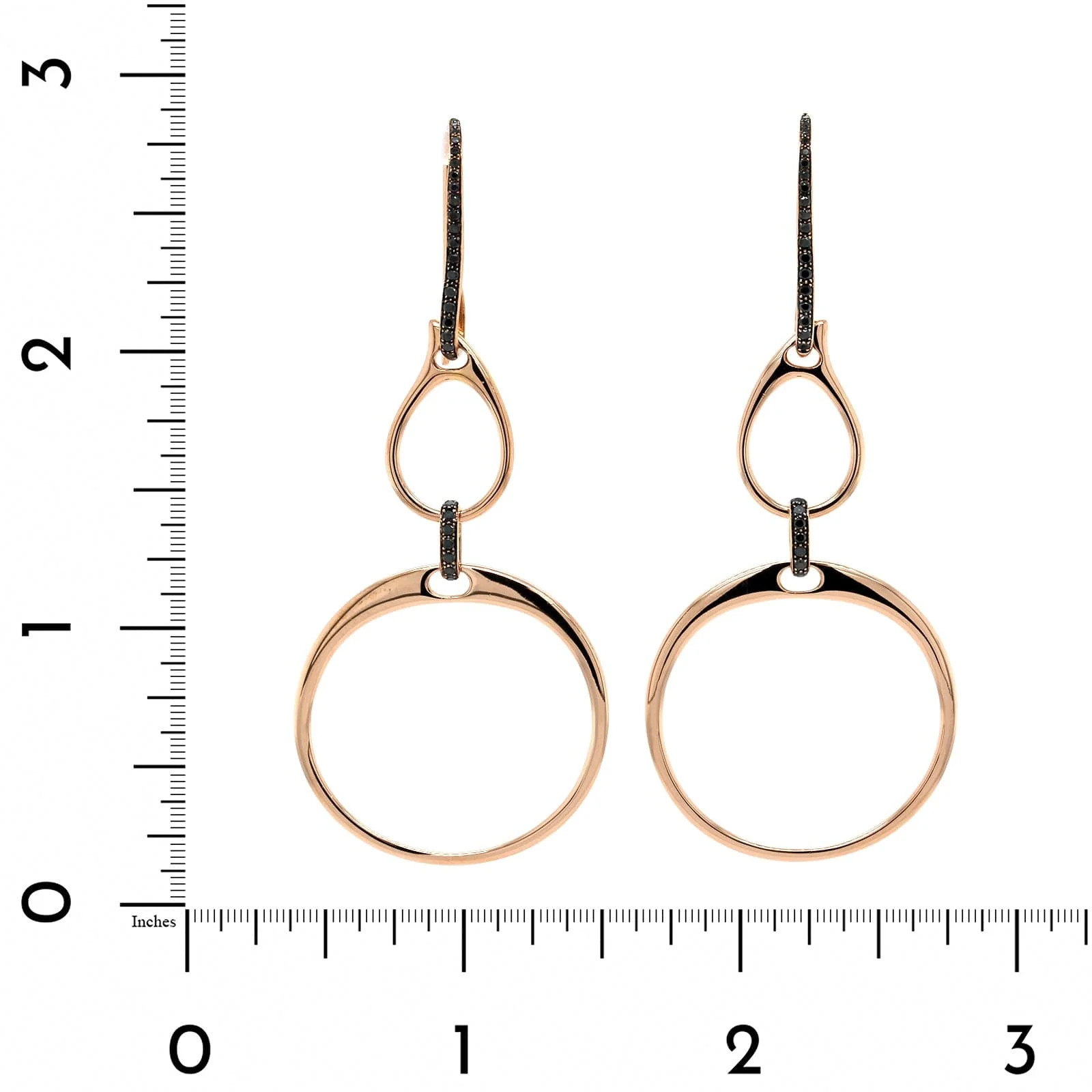 Etho Maria 18K Rose Gold Pave Black Diamond Circle Drop Earrings - Image 2