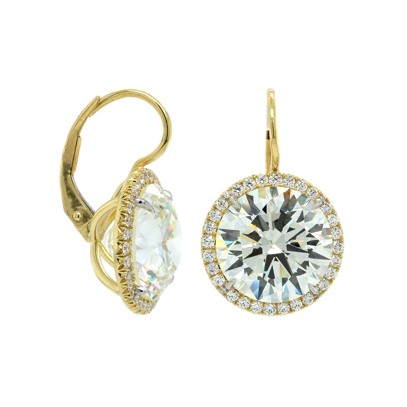 18k Yellow Gold Diamond Drop Earrings - Image 3