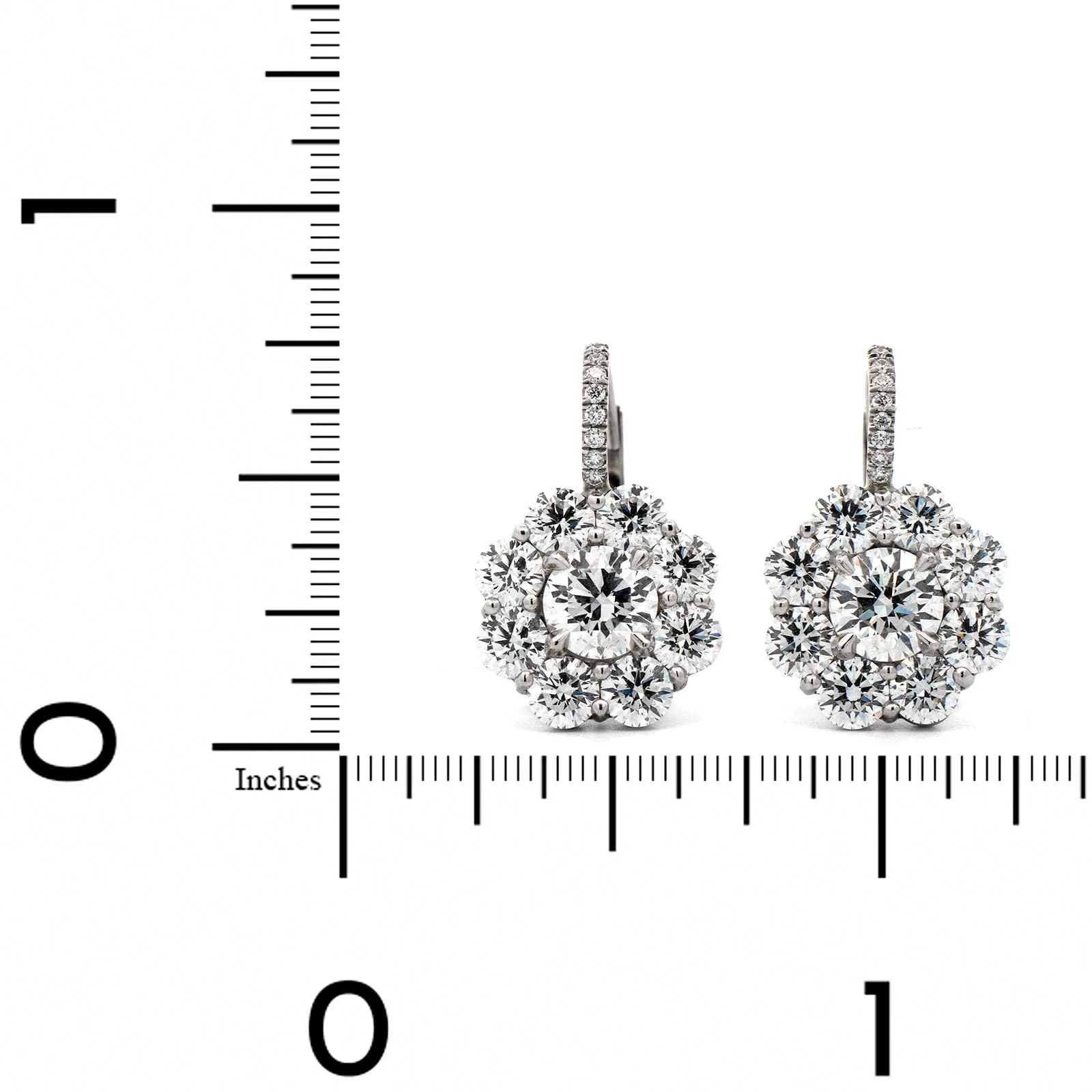 Platinum Diamond Cluster Stud Earrings - Image 2