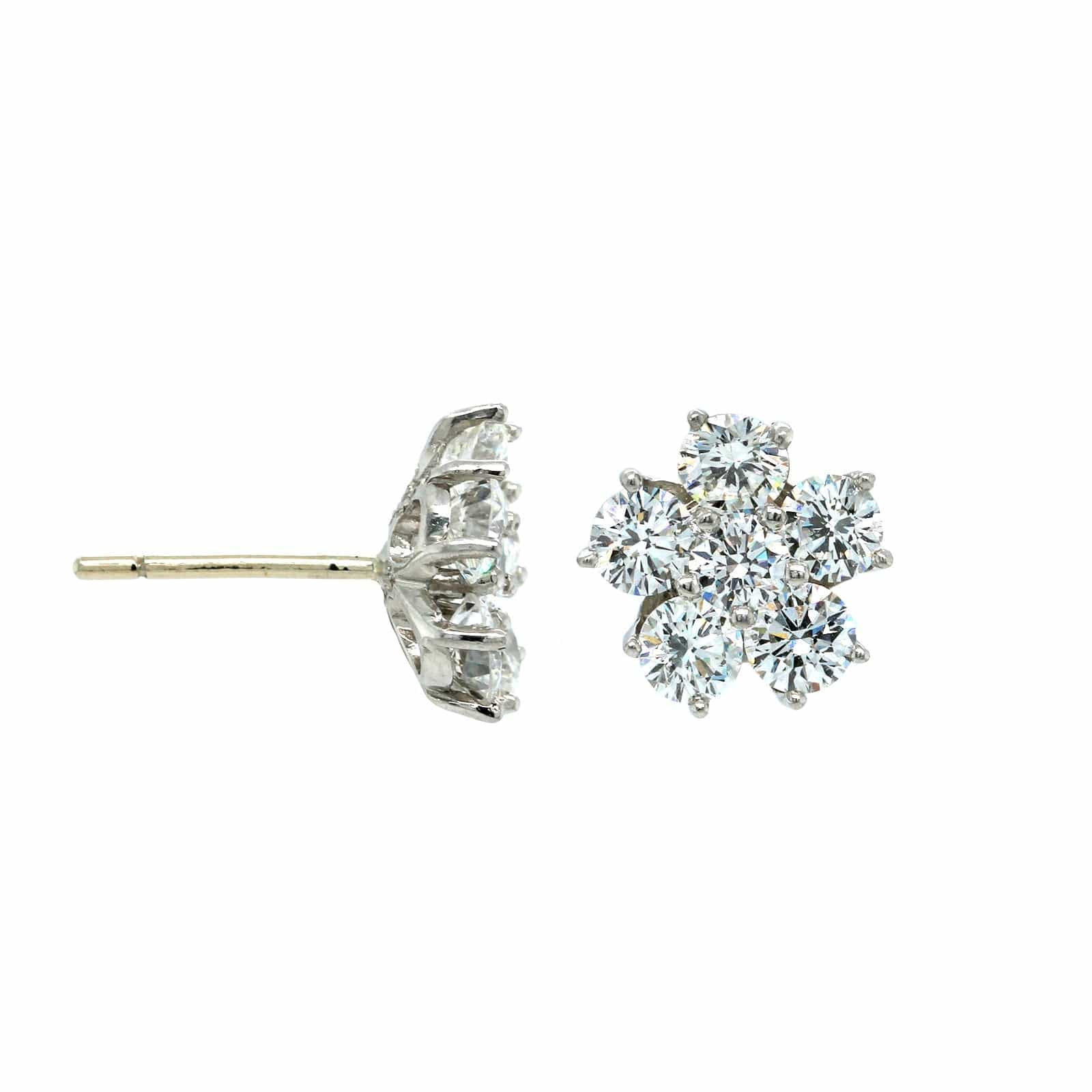 Oscar Heyman Platinum Diamond Cluster Flower Stud Earrings
