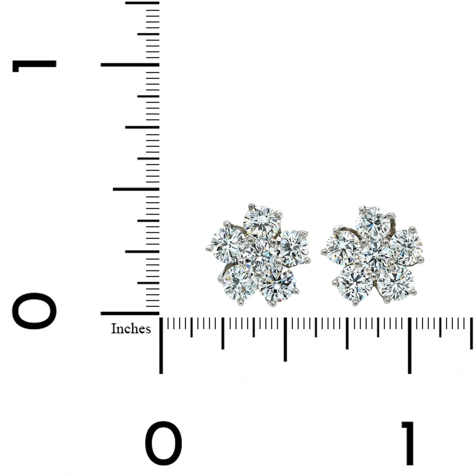 Oscar Heyman Platinum Diamond Cluster Flower Stud Earrings - Image 2
