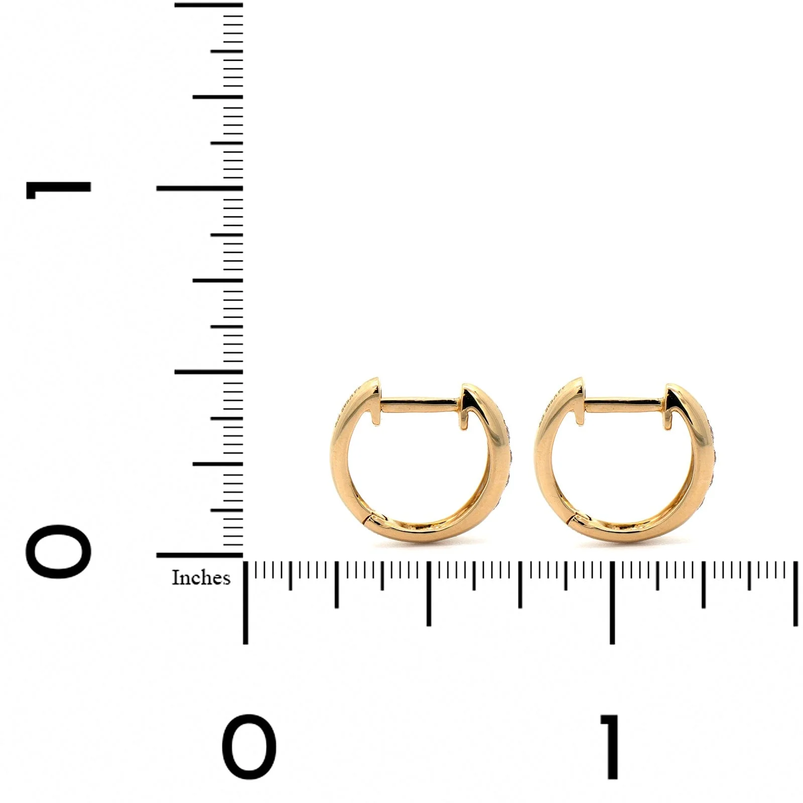 18K Yellow Gold Diamond Small Huggie Earrings - Image 2