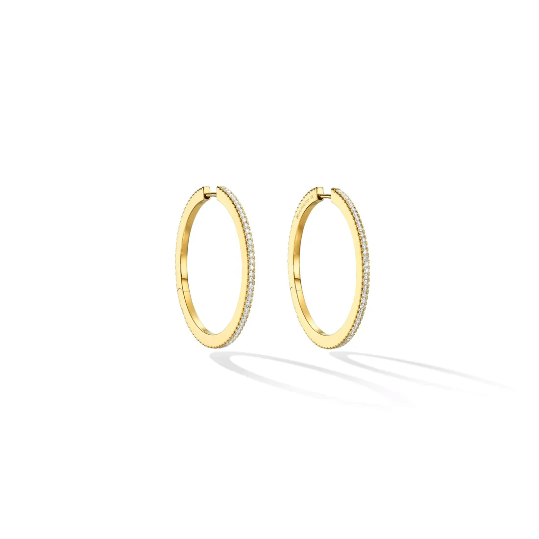 CADAR 18K Yellow Gold Black and White Diamond Reversible Hoop Earrings - Image 3