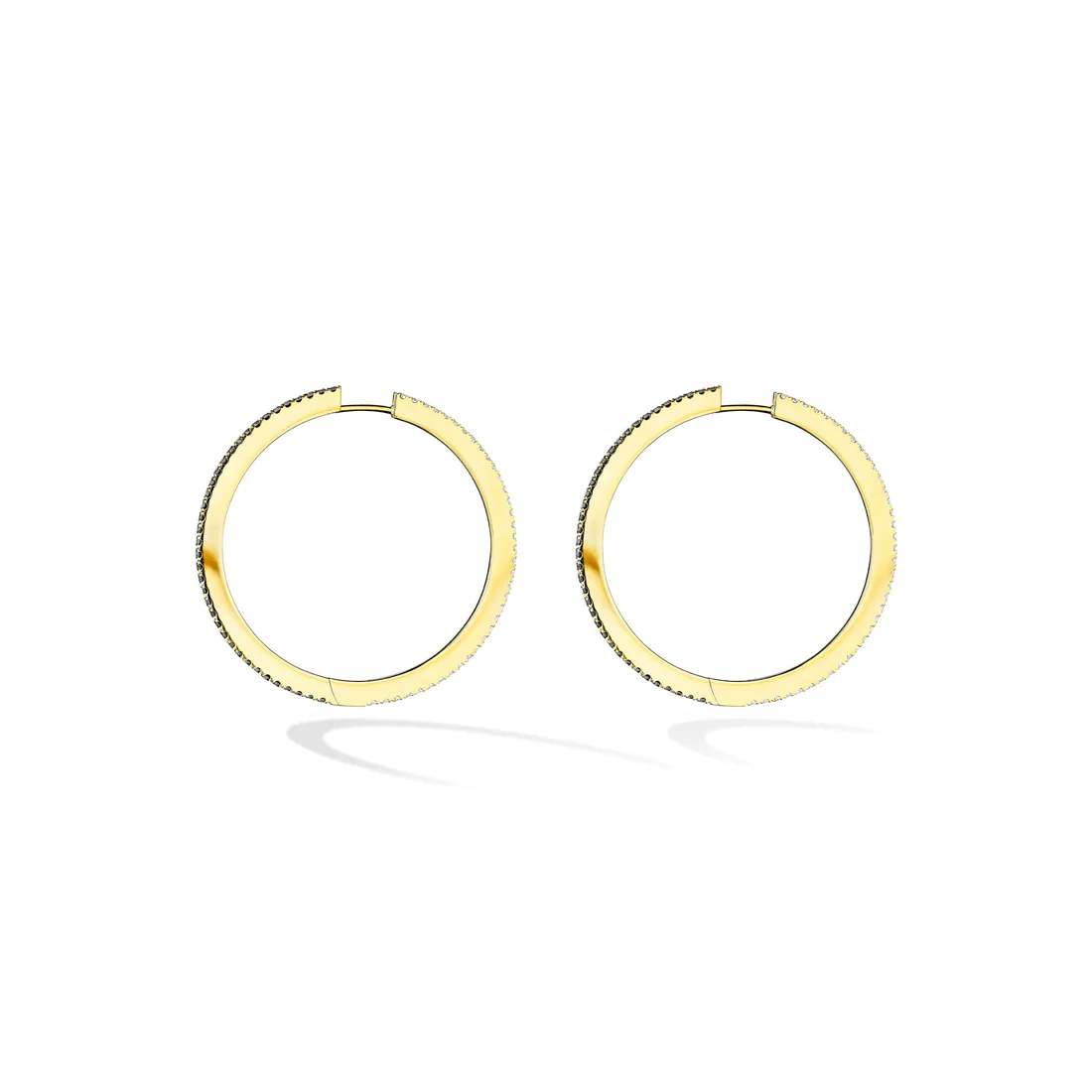 CADAR 18K Yellow Gold Black and White Diamond Reversible Hoop Earrings - Image 4