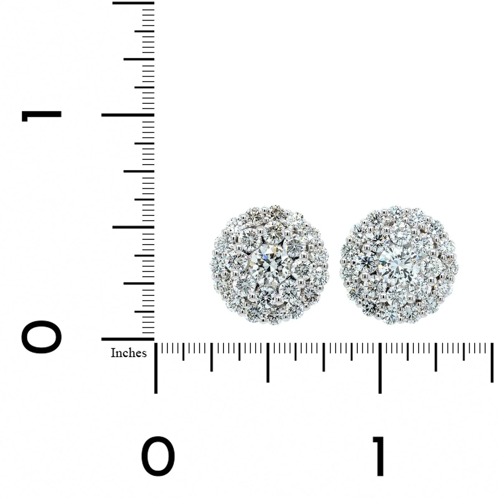 14K White Gold Diamond Cluster Earrings - Image 2
