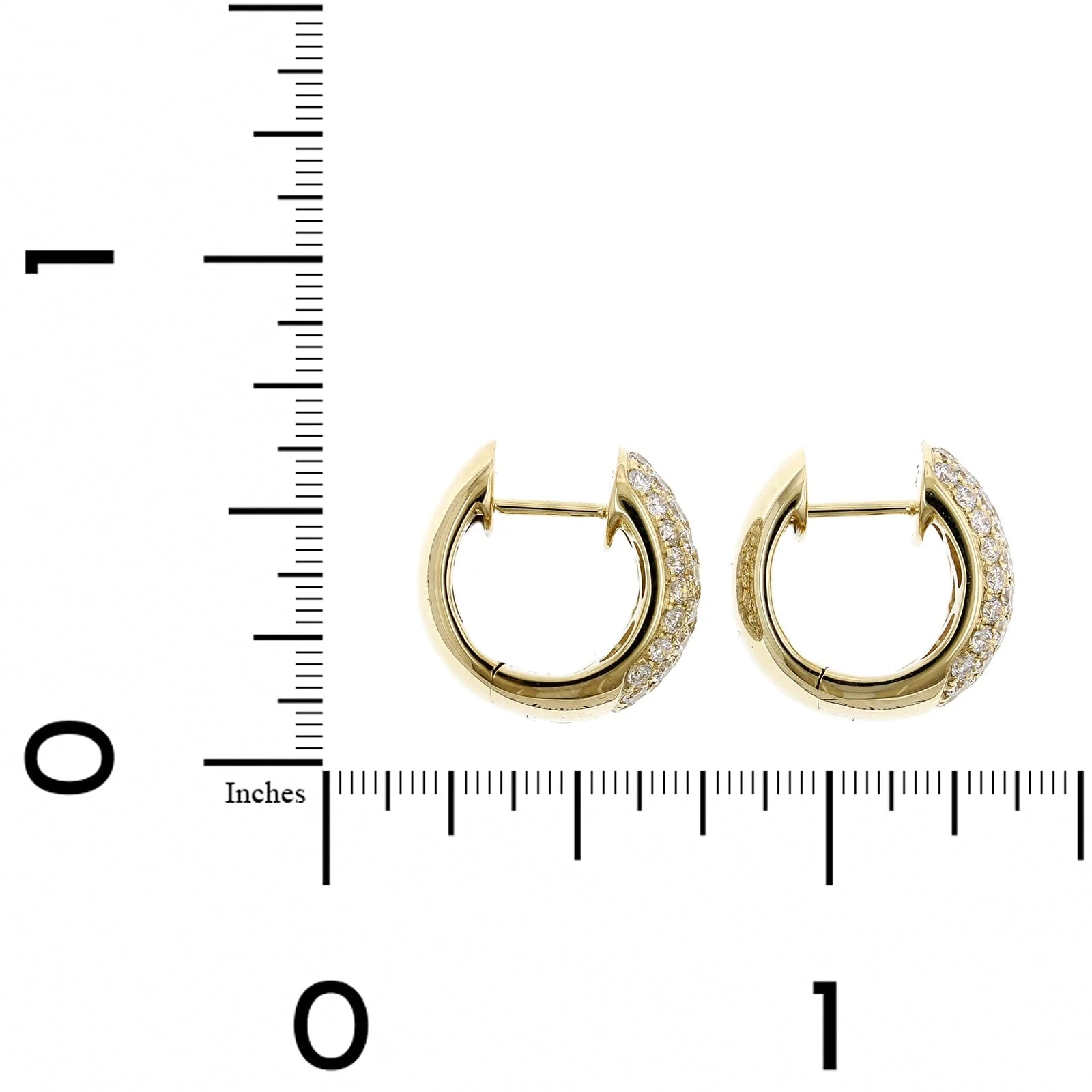 14K Yellow Gold Pave Set Diamond Huggie Earrings - Image 2