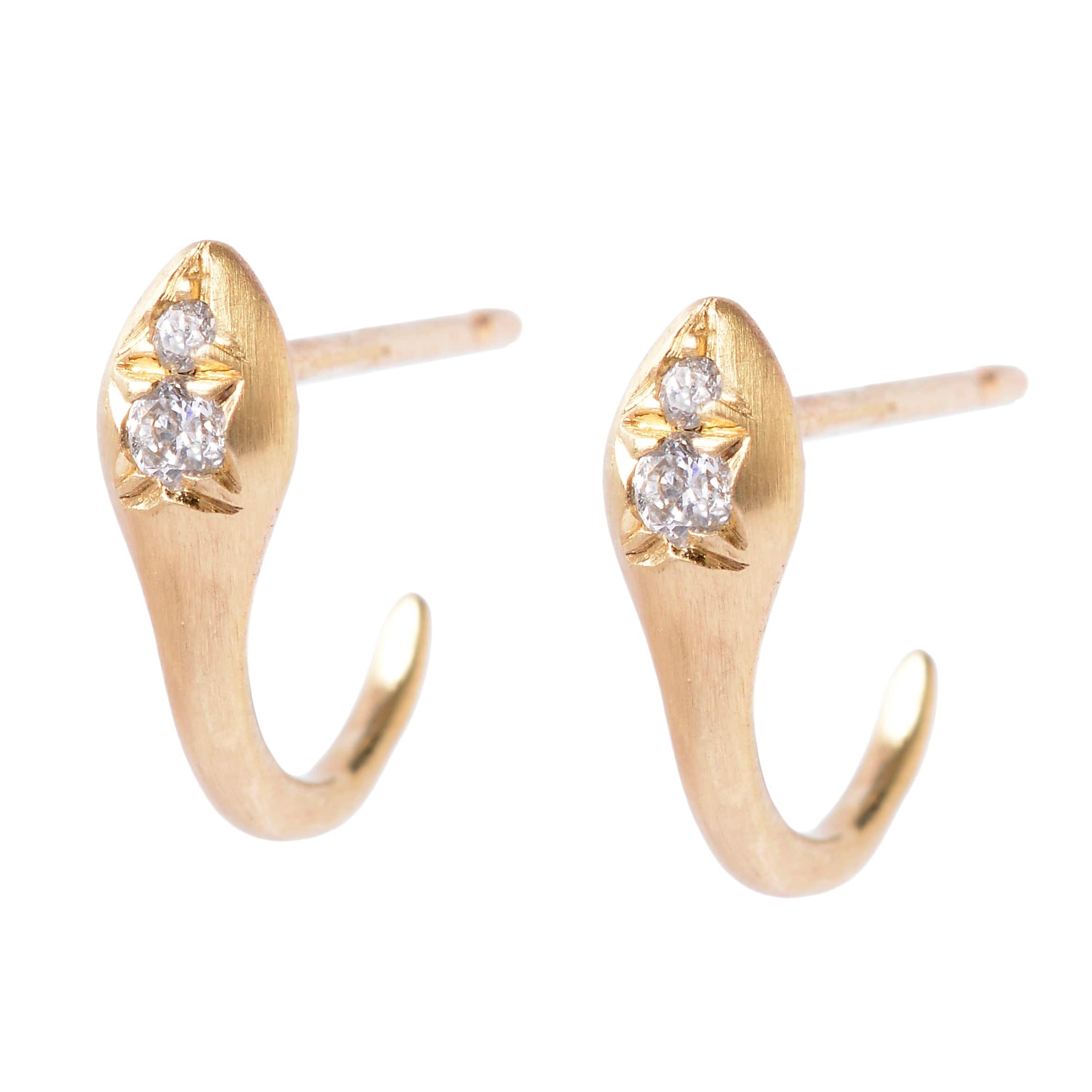 14K Yellow Gold Prem Snake Diamond Earrings