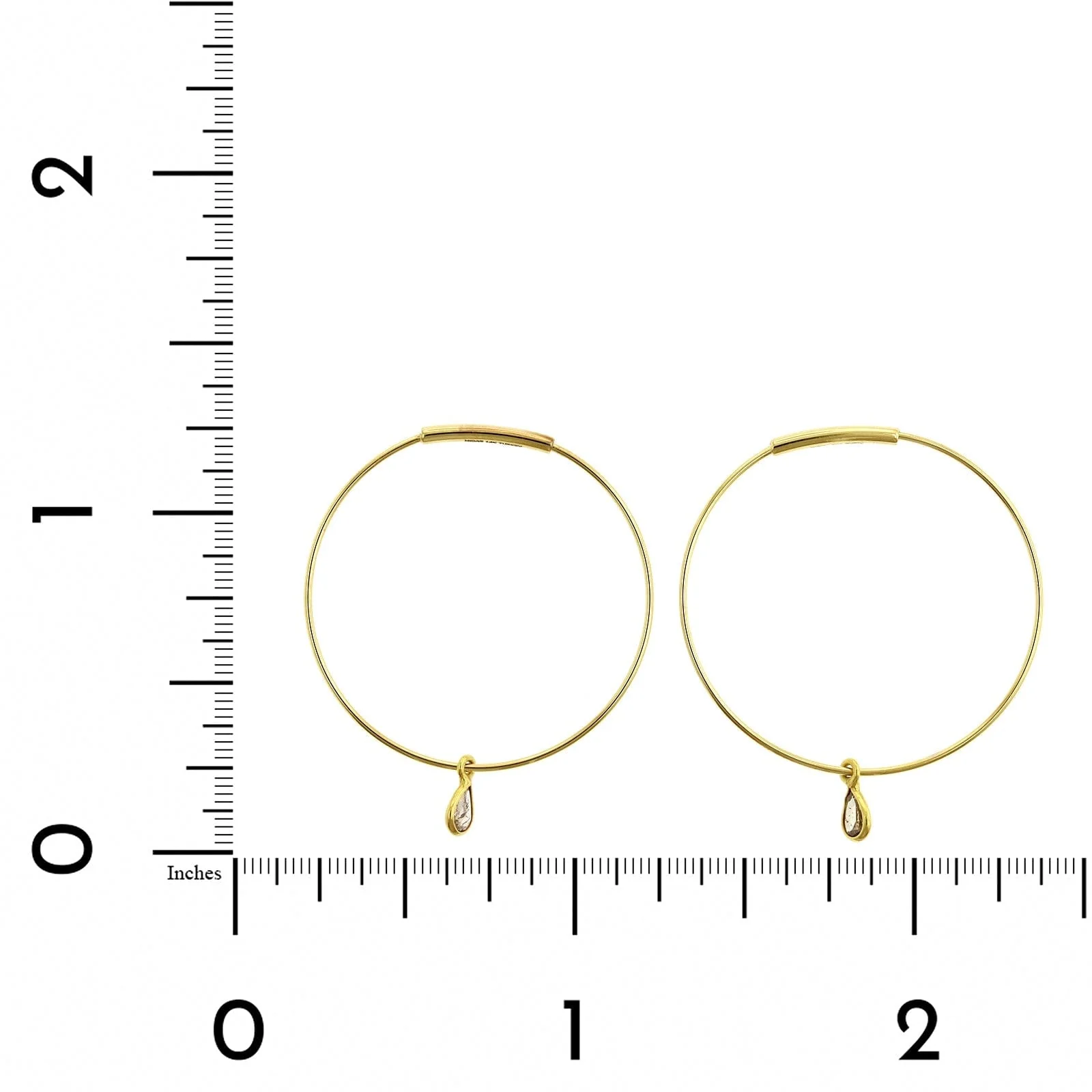 14K Yellow Gold Cognac Diamond Hoop Earrings - Image 2