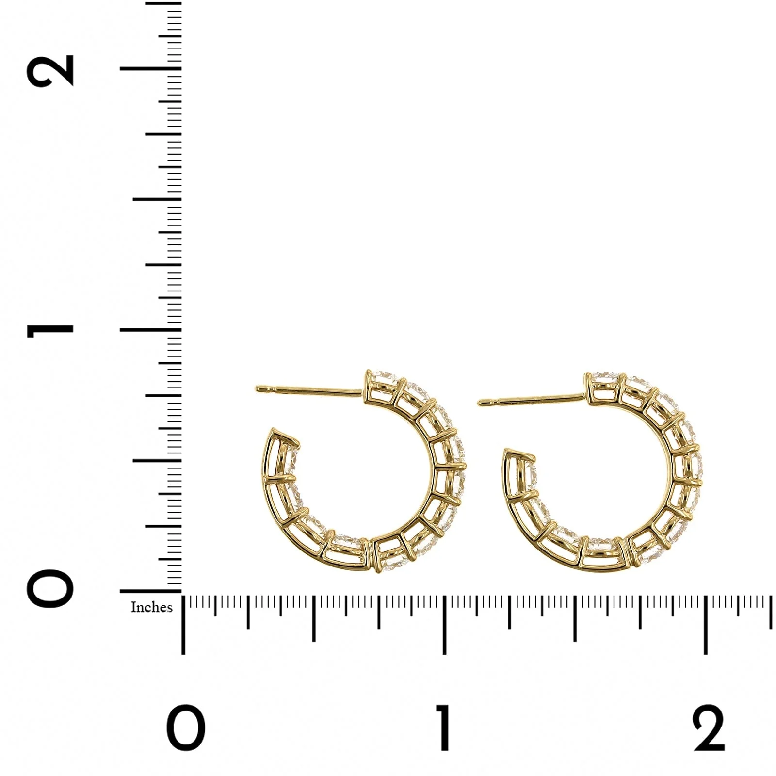 18K Yellow Gold Diamond Open Hoop Earrings - Image 2