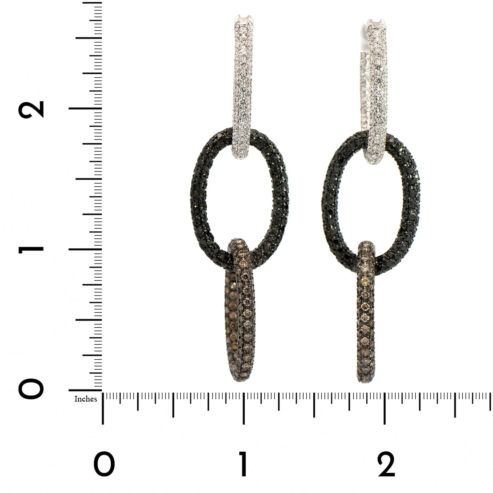 18K White Gold Triple Oval Drop Convertible Earrings - Image 2