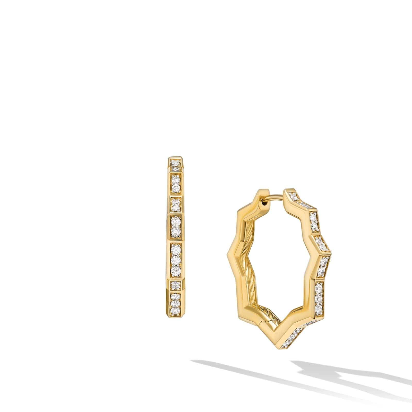 Zig Zag Stax™ Hoop Earrings in 18K Yellow Gold with Diamonds, 22.8mm