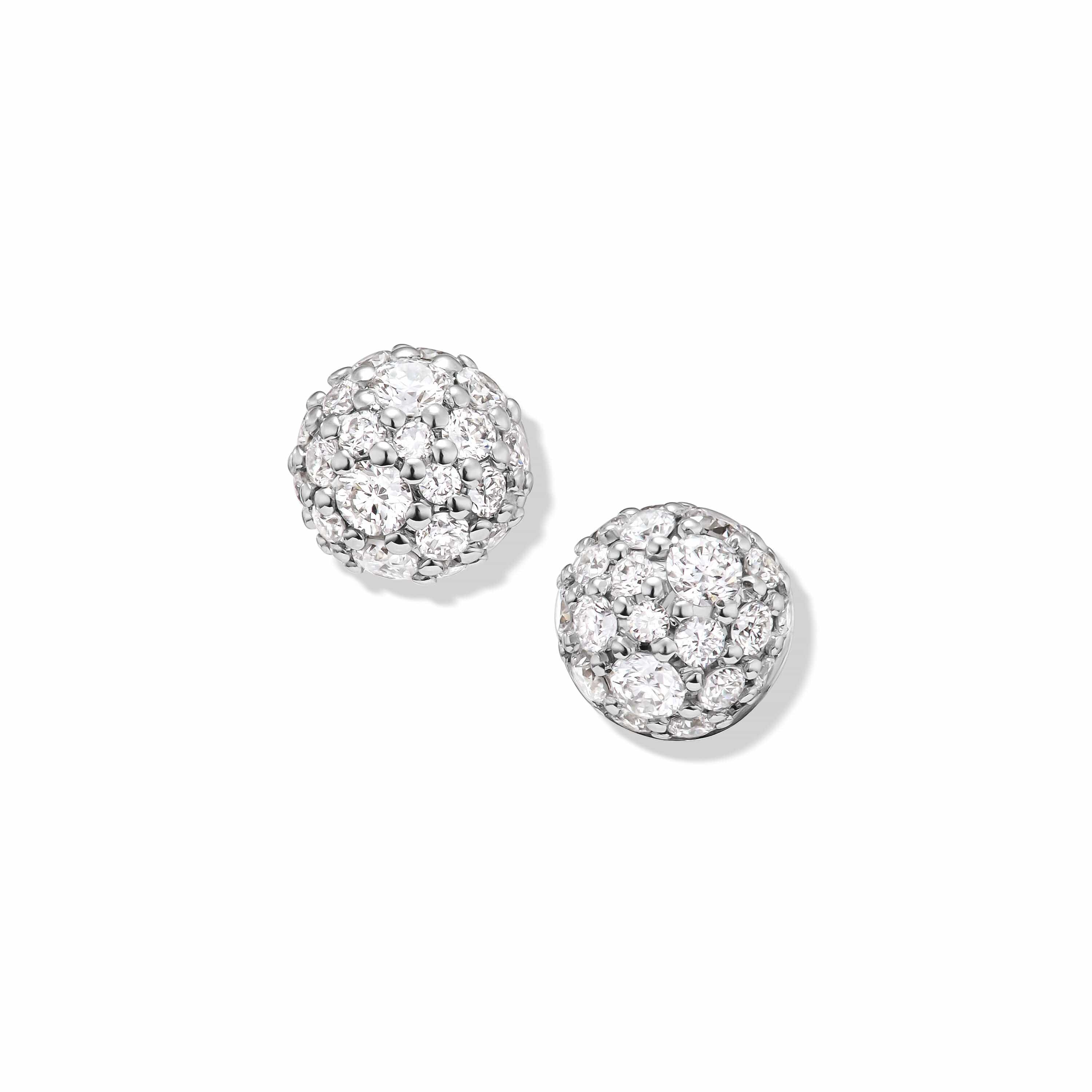 Petite Pavé Stud Earrings in 18K Yellow Gold with Diamonds, 4.5mm - Image 2